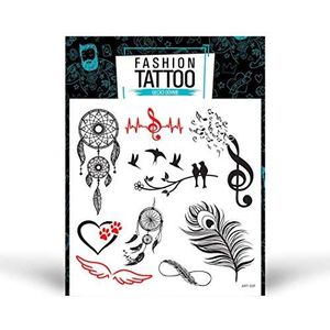 Flash tatoeages, tijdelijke tatoeages voor mannen en vrouwen, namaaktatoeages voor kinderen, eenvoudig te gebruiken en te verwijderen (15 x 16 cm), ontworpen en geproduceerd in Turkije