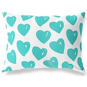 BonaMaison Turkoois-Wit Decoratieve Kussensloop, Kussenhoezen Bank, Decoratieve Kussenhoesjes, Kussensloop; Sofa, Slaapkamer, Kantoor, Auto 35x50 Cm - Ontworpen en vervaardigd in Turkije