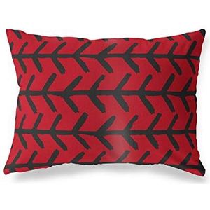 BonaMaison Rood-zwarte kussensloop met motief, kussensloop voor bed, auto, bank, huis, woonkamer, slaapkamer, interieurdecoratie, 35 x 50 cm – ontworpen en vervaardigd in Turkije