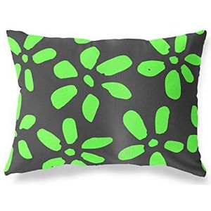 BonaMaison Neon-groene kussensloop met motief, kussensloop voor bed, auto, bank, huis, woonkamer, slaapkamer, woondecoratie, 35 x 50 cm, ontworpen en vervaardigd in Turkije