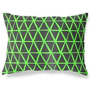 BonaMaison Neon-groene kussensloop met motief, kussensloop voor bed, auto, bank, huis, woonkamer, slaapkamer, woondecoratie, 35 x 50 cm, ontworpen en vervaardigd in Turkije