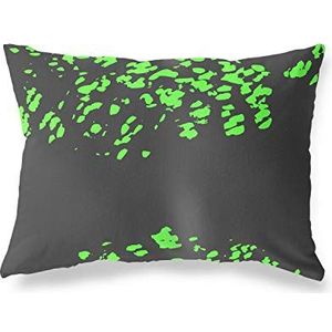 BonaMaison Neon-groene kussensloop met motief, kussensloop voor bed, auto, bank, huis, woonkamer, slaapkamer, woondecoratie, 35 x 50 cm, ontworpen en vervaardigd in Turkije