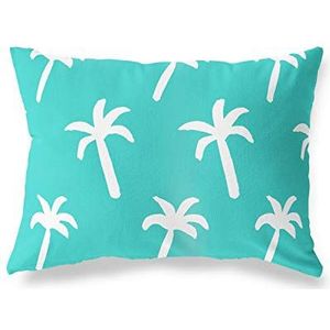 BonaMaison Turquoise-Blanc Housse de Coussin Motif, Taie d'oreiller pour Lit Voiture Canapé Maison Salon Chambre, Décoration D'intérieur, 45x60 Cm - Conçu et Fabriqué en Turquie
