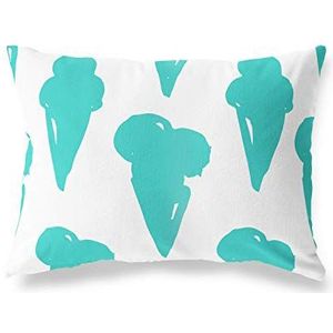 BonaMaison Turkoois-Wit Decoratieve Kussensloop, Kussenhoezen Bank, Decoratieve Kussenhoesjes, Kussensloop; Sofa, Slaapkamer, Kantoor, Auto 45x60 Cm - Ontworpen en vervaardigd in Turkije