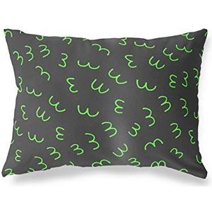 BonaMaison Neon-groene kussensloop met motief, kussensloop voor bed, auto, bank, huis, woonkamer, slaapkamer, woondecoratie, 45 x 60 cm, ontworpen en vervaardigd in Turkije