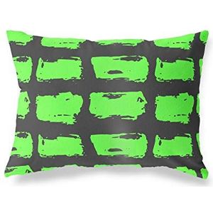 BonaMaison Neon-groene kussensloop met motief, kussensloop voor bed, auto, bank, huis, woonkamer, slaapkamer, woondecoratie, 45 x 60 cm, ontworpen en vervaardigd in Turkije