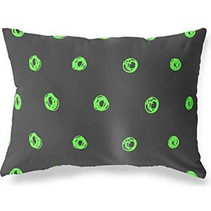 BonaMaison Neon-groene kussensloop met motief, kussensloop voor bed, auto, bank, huis, woonkamer, slaapkamer, woondecoratie, 45 x 60 cm, ontworpen en vervaardigd in Turkije