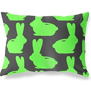 BonaMaison Neon-groene kussensloop met motief, kussensloop voor bed, auto, bank, huis, woonkamer, slaapkamer, woondecoratie, 45 x 60 cm, ontworpen en vervaardigd in Turkije