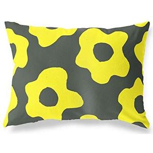 BonaMaison Jaune Fluo-Fumée Housse de Coussin Motif, Taie d'oreiller pour Lit Voiture Canapé Maison Salon Chambre, Décoration D'intérieur, 45x60 Cm - Conçu et Fabriqué en Turquie