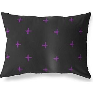 BonaMaison Paars-Zwart Decoratieve Kussensloop, Kussenhoezen Bank, Decoratieve Kussenhoesjes, Kussensloop; Sofa, Slaapkamer, Kantoor, Auto 45x60 Cm - Ontworpen en vervaardigd in Turkije