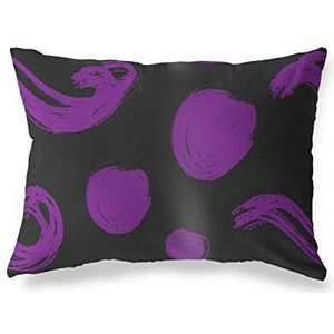 BonaMaison Paars-zwarte kussensloop met motief, kussensloop voor bed, auto, bank, huis, woonkamer, slaapkamer, woondecoratie, 45 x 60 cm, ontworpen en geproduceerd in Turkije