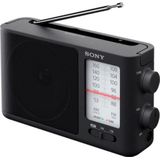 Sony ICF-506 draagbare robuuste analoge radio (retro design, vol geluid, AC-voeding of batterijvoeding, draaggreep) zwart