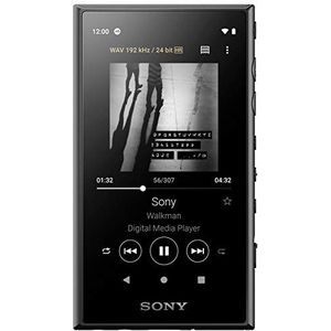 Sony NW-A105 Walkman MP3-speler, 16GB, Android, 26h batterij, touchscreen, WLAN, Bluetooth, vinylprocessor, standaard Edition, zwart