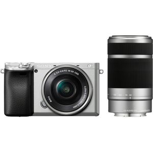 Sony A6400 + 16-50 mm OSS + 55-210 mm OSS (Sidabrinis) (ILCE-6400Y/S) (α6400) (Alpha 6400) (24.20 Mpx, APS-C / DX), Camera, Zilver
