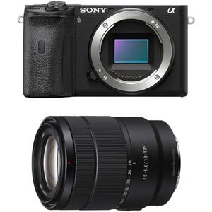 Sony Alpha 6600 | Hybride digitale camera APS-C in set met zoomlens E 18 - 135 mm f /3,5 - 5,6 OSS (24,2 MP, AF in 0,02 s, interne 5-assige stabilisatie, 4 K HLG, selfie vlogging scherm)