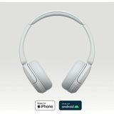 Sony WH-CH520 draadloze Bluetooth-hoofdtelefoon - tot 50 uur batterijduur met snel opladen, on-ear stijl - wit