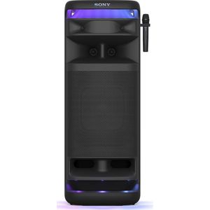 Sony ULT Tower 10 - Rollbarer Bluetooth-Party-Lautsprecher mit kraftvollem Sound, ULT Bass-Boost Funktion, 360°LED-Lichtshow, Karaoke-Funktion, inkl. drahtlosem Mikrofon - Schwarz