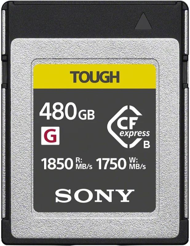 Sony CEB-G480T Compact Flash Express Tough geheugenkaart, 480 GB, schrijven met 1750 MB/s, perfect voor RAW-opnames en 4K-video's met hoge bitsnelheid