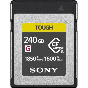 Sony CEB-G240T Compact Flash Express Tough geheugenkaart met 240 GB, schrijven met 1750 MB/s, perfect voor RAW-opnames en 4K video's met hoge bitsnelheid