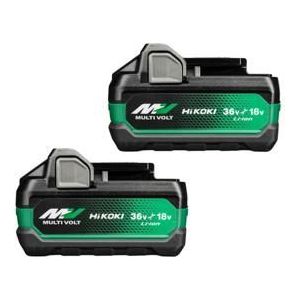 HiKOKI Multi Volt accu, 2 x BSL36A18X (18 V 5,0 Ah / 36 V 2,5 Ah accu, Li-Ion, 4-traps led-oplaadtrolle)