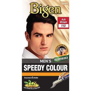 Bigen Heren Speedy Kleur | Eenvoudige en Snelle Toepassing | Geen Ammoniak | met Applicatorkam - 113 Asbruin