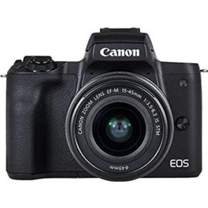 Canon EOS M50 Kit + EF-M 15-45 + EF-M 55-200 (15 - 45 mm, 24.10 Mpx, APS-C / DX), Camera, Zwart