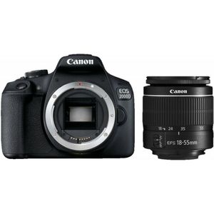 Canon EOS 2000D EF-S 18-55 mm f/3,5-5,6 III SLR camera kit 24,1 MP CMOS 6000 x 4000 pixels zwart - digitale camera's (24,1 MP, 6000 x 4000 pixels, CMOS, Full HD, zwart)
