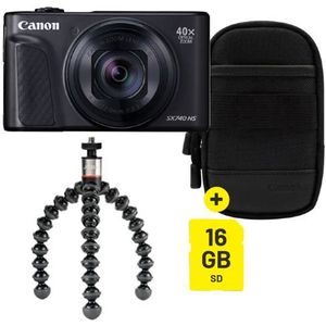 Canon PowerShot SX740 HS Digitale camera (20,3 MP, 40x optische zoom, inklapbaar 3inch scherm, DIGIC 8, EVF, 4K, ultra-hd, hdmi, wifi, bluetooth, automatische sluitertijd, diafragmavoorkeuze), zwart
