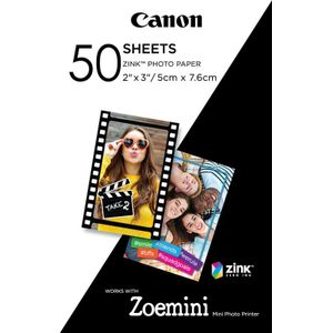 Canon Zink Paper ZP-2030-50 fotopapier, zelfklevend, 5 x 7,6 cm, voor Canon Zoemini, Zoemini C, Zoemini S, Zoemini S2, 50 vellen
