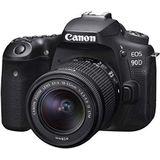 Canon EOS 90D Spiegelreflexcamera behuizing, met lens EF-S 18-55 mm F3.5-5.6 IS STM (32,5 MP, 7,7 cm (3 inch) Vari-Angle lcd-scherm, APS-C-sensor, 4K, full-hd, wifi, bluetooth), zwart