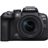 Canon EOS R10 hybride camera, APS-C, 242 MP, zwart + lens RF-S 18-150 mm, F35-63 is STM, zwart