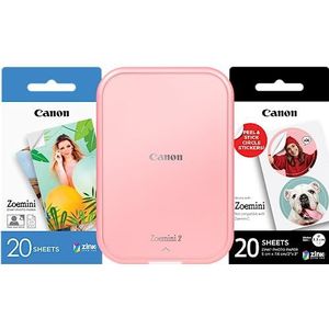 Canon Zoemini ZP-2030 Fotopapier, 20 vellen, voor smartphone, USB C, Bluetooth, mobiel printen, roze, 20 vellen