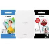 Canon Zoemini 2 stuks draagbare mini-fotoprinters voor onderweg met broekzak (foto 5 x 7,6 cm, voor smartphone + tablet, geïntegreerde batterij) parelwit [+ 20 in printset