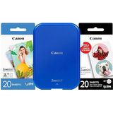 Canon 5452C008 Zoemini 2""Printing Kit"" fotoprinter incl 30 vellen zink fotopapier (20 stickers 5x7,6cm + 10 cirkelstickers 3,3cm) directe print met smartphone/bluetooth, met accu, app, marineblauw, S