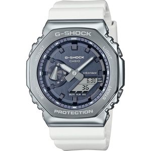 CASIO GM-2100WS-7AER unisex analoog kwartshorloge met roestvrijstalen band, wit, armband, Wit., armband