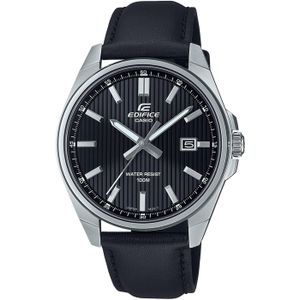 CASIO EDIFICE Quarzuhr, Armbanduhr, Herrenuhr, analog, Datum, Lederarmband