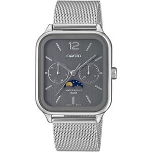 CASIO TIMELESS COLLECTION Quarzuhr, Armbanduhr, Herrenuhr, Damenuhr, Datum, Mondphase, Edelstahlarmband