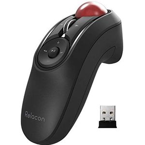 Elecom Relacon Handheld Trackball muis, duimbediening, 2,4 GHz draadloos, ergonomisch ontwerp, 10-knops functie, Windows11, MacOS (M-RT1DRBK)
