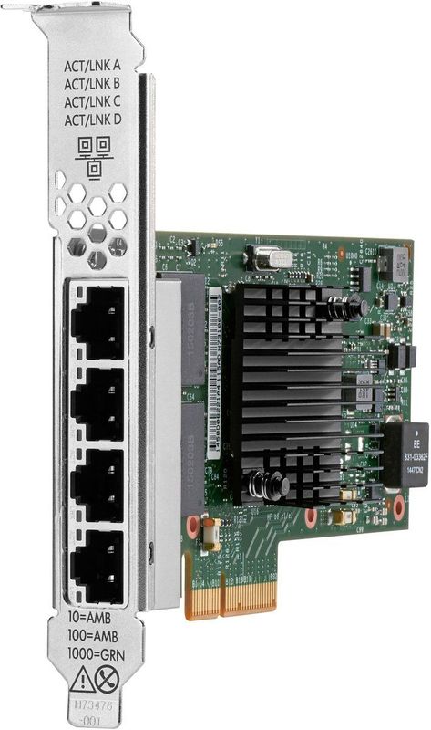HPE - Broadcom BCM5719 - Netwerkkaart - Zwart - Zilver - 4-poorts - PCI Express x4