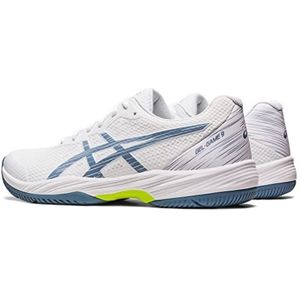 ASICS Heren Gel-Game 9 Sneaker, Wit Staal Blauw, 43.5 EU