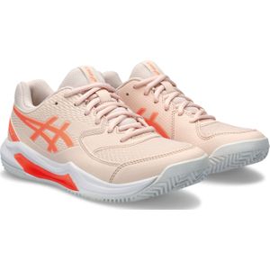 ASICS Dedicate 8 Clay tennisschoenen voor dames, blauw/geel, Pearl Pink Sun Coral, 42 EU