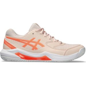 ASICS Dedicate 8 Clay tennisschoenen voor dames, blauw/geel, Pearl Pink Sun Coral, 37 EU