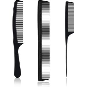 Kapperskamen set - 3-Delige Kammenset, Carbon Haarkam, Pin-Staartkam, Antistatische Kam - Professionele Salonstylingkam - Kapperskam - Carbon - Zwart