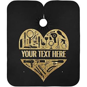 Aangepaste glitter hart kapper cape, voeg uw tekst toe gepersonaliseerde professionele kapsalon cape, waterdichte kapsel tools baard scheerslabbetje voor thuis salon en kapperszaak, 65 x 55 inch