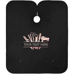 Aangepaste roségouden kappersschort, voeg uw tekst toe gepersonaliseerde professionele kapsel cape, waterdichte kapsel accessoires baard scheerslabbetje voor thuis salon en kapperszaak, 65 x 55 inch