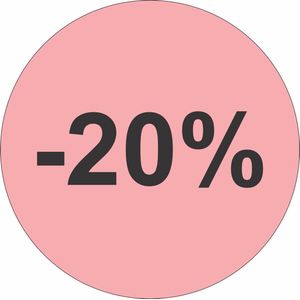 Promotie Stickers - Afprijs Stickers - -20% korting Sticker - Solden Stickers - 20 mm Roos - 750 st/rol