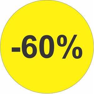 Promotie Stickers - Afprijs Stickers - -60% korting Sticker - Solden Stickers - 45 mm Geel - 200 st/rol