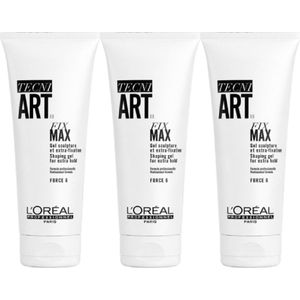 L’Oréal Professionnel Tecni.ART Fix Max Shaping Gel – Fixerende haargel voor alle haartypen – 3 x 200 ml