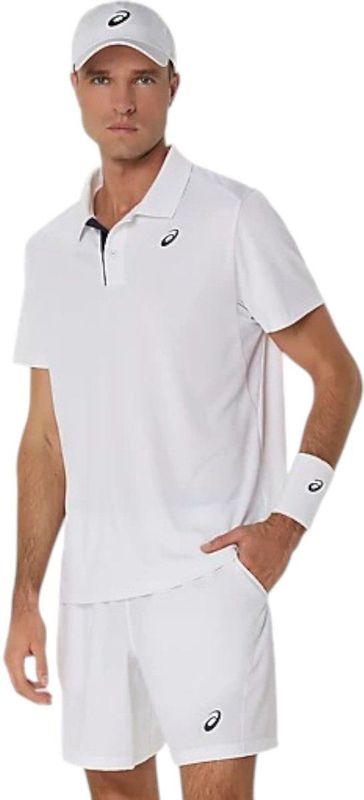 Asics - 2041A340 Polo Hof - Wit - Synthetisch - Korte Mouwen - Duurzaam