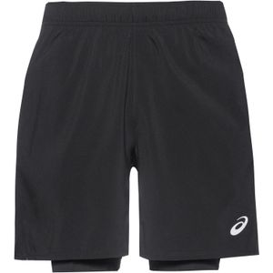 Asics Core 2N1 7in Short - Zwart - Hardloopshort met Compressiebroekje